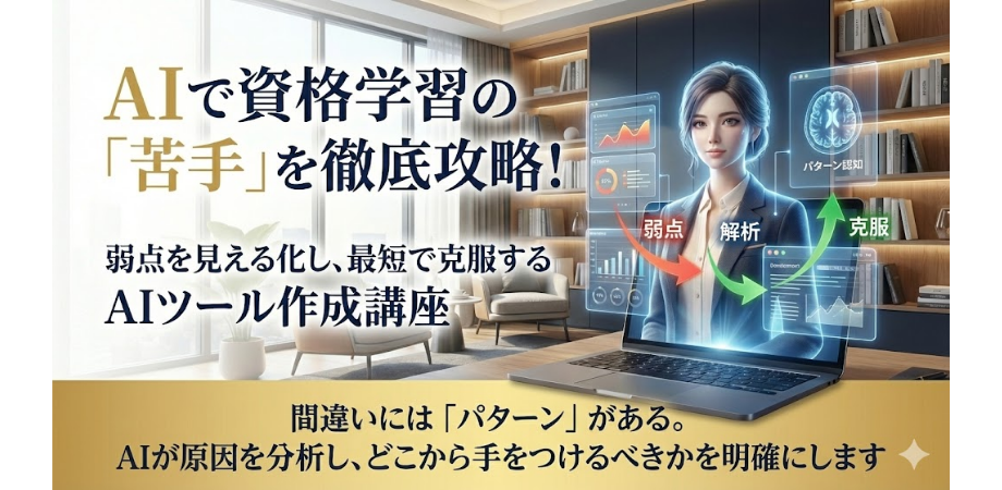 AIで資格学習の「苦手」を徹底攻略！弱点を見える化し、最短で克服するAIツール作成講座