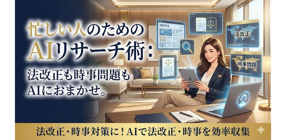 忙しい人のためのAIリサーチ術： 法改正も時事問題もAIにおまかせ。