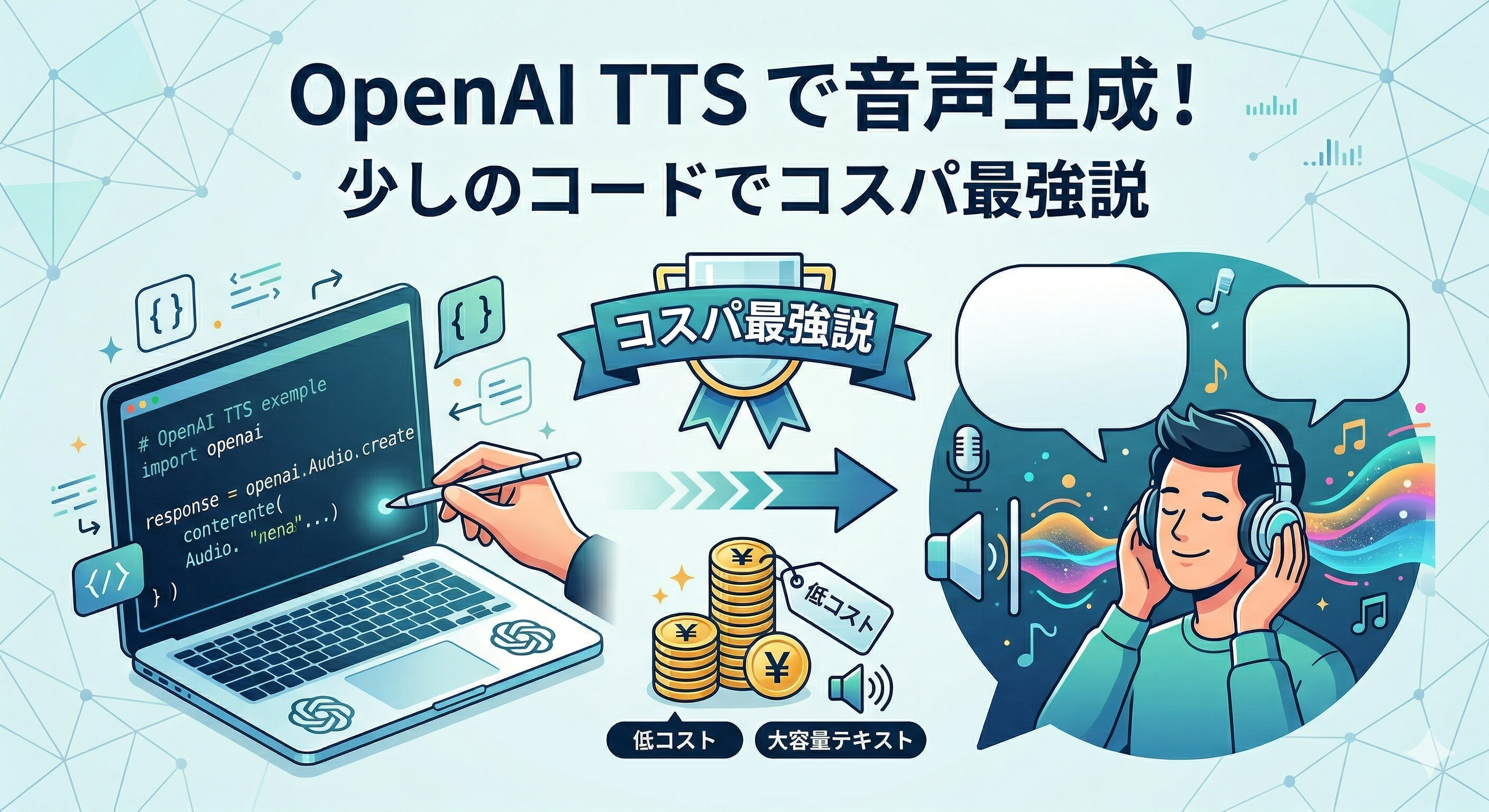 AI音声生成の最前線！OpenAI TTSがコスパ最強な私のリアル体験談